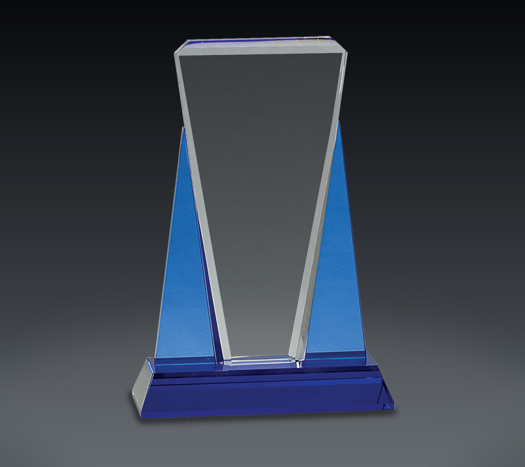 Blue/Clear Wedge Crystal on Pedestal Base