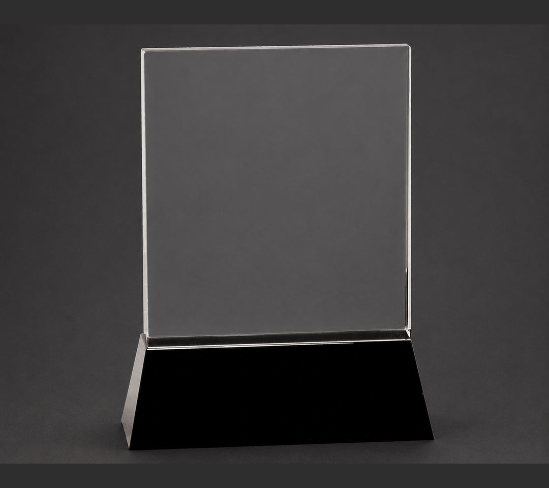 Clear Crystal Rectangle Wedge on Black Base